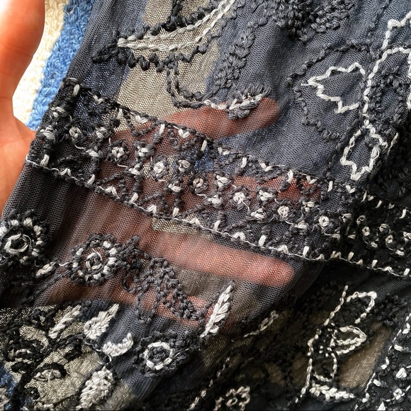 🖤 ZARA BOHO MESH EMBROIDERED CROCHET COLLARED SHEER MAXI DRESS/COVERUP! - Picture 8 of 16